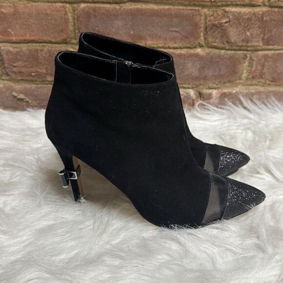 Victoria’s Secret Women’s Black Leather Suede Pointed Toe Bootie Size 8 - Picture 3 of 12